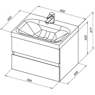 Тумба под раковину Aquanet Беркли 302349 60 см белый глянец