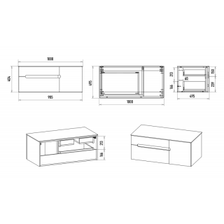 Подвесная тумба под раковину Misty Роял 100 см П-Роя-01100-021П2Я черный