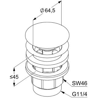 Донный клапан для раковины Kludi чёрный матовый 1042639-00
