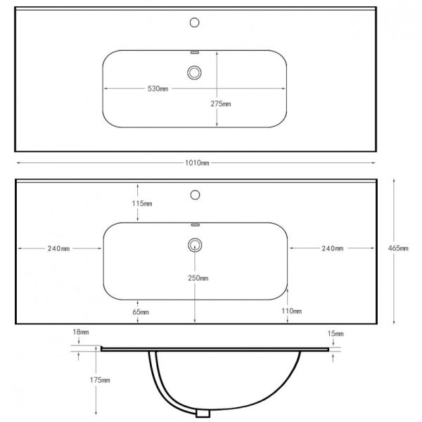 Раковина Aquanet Flat 330426 100 см белый матовый