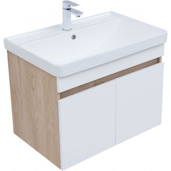 Тумба под раковину Aquanet Оптима 344800 70 см дуб светлый/белый сатин