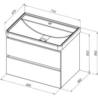 Тумба под раковину Aquanet Вега 2.0 337942 70 см бежевый