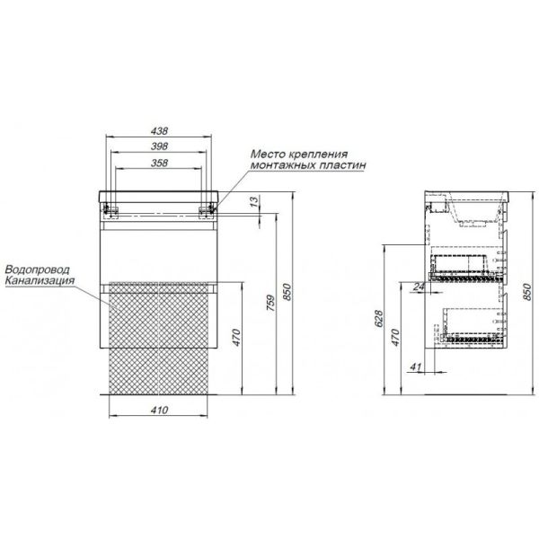 Тумба под раковину Aquanet Нота New 334190 50 см дуб веллингтон табак