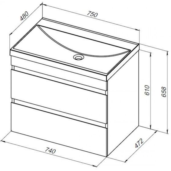 Тумба под раковину Aquanet Нота New 335418 75 см белый глянец
