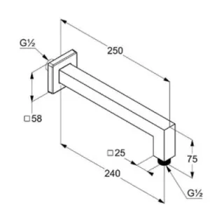 Кронштейн для верхнего душа Kludi A-QA 66543N2-00 25 см сталь оружейная брашированная