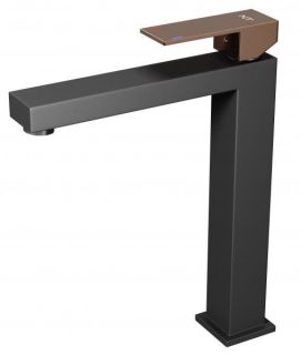 Высокий смеситель для раковины NT Bagno Adigo HBG NT9001HBG чёрный/розовое золото