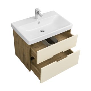 Тумба под раковину Акватон Оливия 70см бежевый/дуб веллингтон 1A254301OLVG0