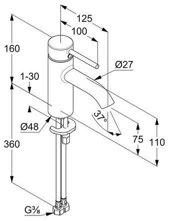 Смеситель для раковины Kludi Bozz хром 382720576