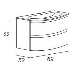 Тумба под раковину Cezares 69x55 Rovere sbiancato Vague 54847