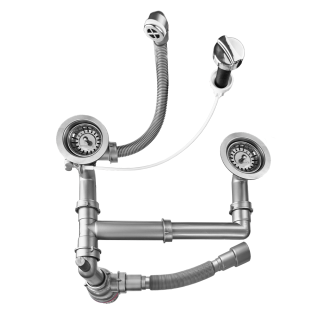 Сифон Bettoserb 125336 для мойки на 2 чаши 3 1/2" полуавт.