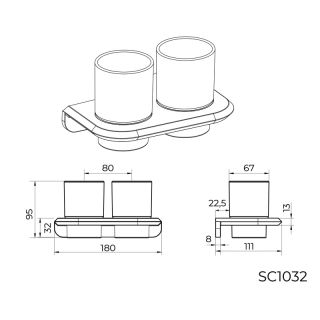 Стакан для ванной комнаты двойной Knotlor SC1032GM, оружейная сталь