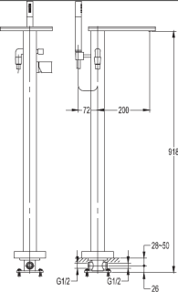 Напольный смеситель для ванны с ручным душем, хром Cezares CASCADO-F-VDP-01