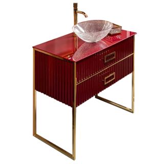 Тумба под раковину Armadi Art Monaco 100см бордо/золото 867-100-RG