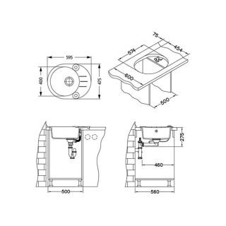 Кухонная мойка Alveus 1090973 Roll 40 Granital Beige-G55 59.5x47.5