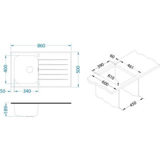 Кухонная мойка Alveus 1102928 Glassix 10 (Цвет под заказ) 86x50