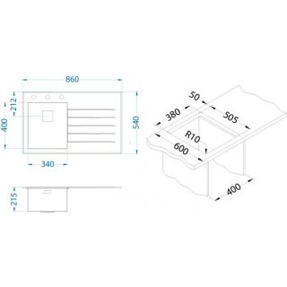 Кухонная мойка Alveus 1099634 Crystalix 10 белая 86x54 левая