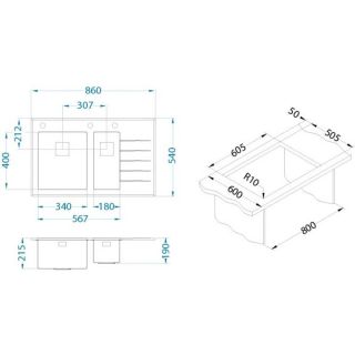 Кухонная мойка Alveus 1099640 Crystalix 20 белая 86x54 правая