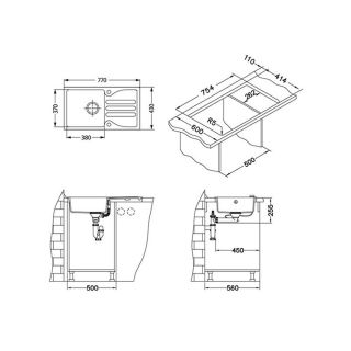 Кухонная мойка Alveus 1091214 Galapagos 30 Granital Carbon-G91 77x43