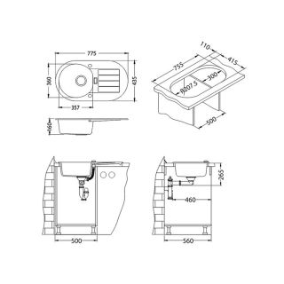 Кухонная мойка Alveus 1100887 Niagara 40 Granital Arctic-G11 78x43.5