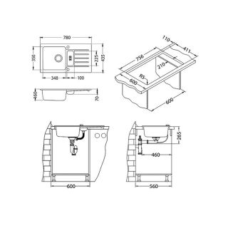 Кухонная мойка Alveus 1100890 Niagara 70 Granital Arctic-G11 78x43.5