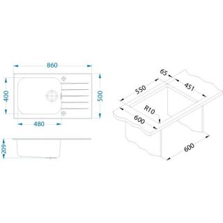 Кухонная мойка Alveus 1123644 Glassix Up 40 белая 86x50