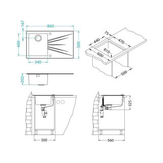 Кухонная мойка Alveus 1123798 Karat Up 10 черная 86x50 левая