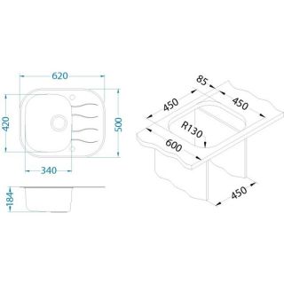 Кухонная мойка Alveus 1123810 Wave 10 белая  62x50