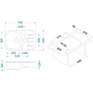 Кухонная мойка Alveus 1123816 Wave Up 30 белая 76x50