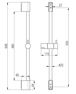 Душевая штанга Rav Slezak PD0015MG серый