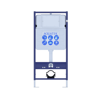 Комплект унитаза с инсталляцией Aquatek Set Aquatek Альтаир cm-009 4в1 с сиденьем Микролифт и Белой клавишей смыва