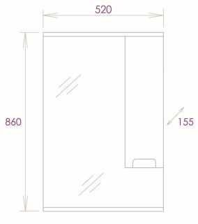Шкаф-зеркало с подсветкой Onika Харпер 205216 правый 52см белый глянцевый
