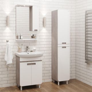 Шкаф-зеркало с подсветкой Onika Харпер 205216 правый 52см белый глянцевый