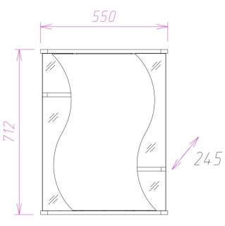 Шкаф-зеркало с подсветкой Onika Лилия 205519 правый 55см белый