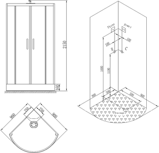 SSWW BU601 Душевая кабина 90*90*216