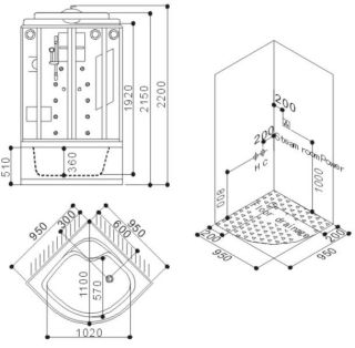 SSWW BU106B Душевая кабина 950X950X2200