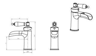 Смеситель для раковины Boheme Vogue золото с черной керамикой_Комплект золото
