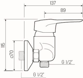 Смеситель для душа РМС SL55-003 хром