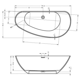 Ванна из искусственного камня Riho Granada B122001105 L 190x90см белый
