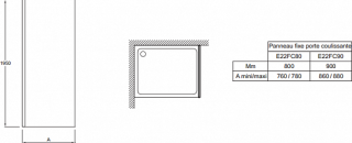 Душевая перегородка для ванны  Jacob Delafon CONTRA E22FC90-GA 90*195