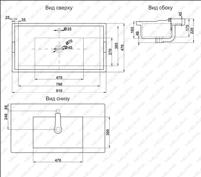 Раковина Melana F90-805 91см белый