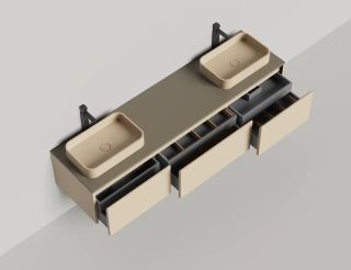 Подвесная тумба Salini Domino 27D120D 200см эмаль гладкий фасад  для двух раковин