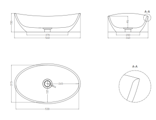 Накладная раковина Salini Noemi S-Sense 1101103GRF 56см RAL полностью