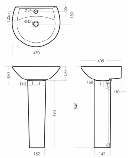 Раковина пьедестальная Sanita Аттика 48см белый