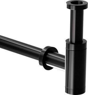 Сифон для раковины SantiLine SL-115 боковой выпуск чёрный матовый