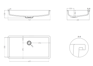 Встраиваемая раковина Salini Marea 10 S-Stone 1802210MRF 75см RAL
