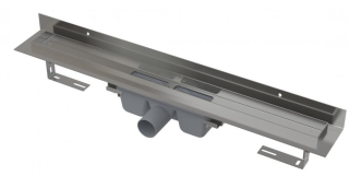 Душевой лоток AlcaPlast с порогами для цельной решетки и фиксированным воротником к стене 65см хром APZ16-650