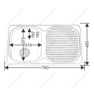 Мойка 7848 U Melana 0,6/160 хром с сифоном (217 t *10)