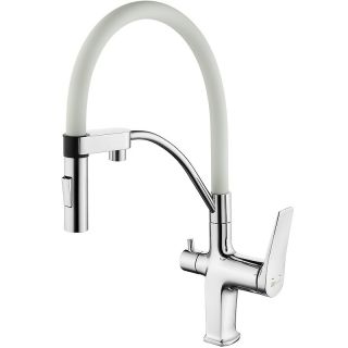 Смеситель для кухни Lemark Comfort LM3074C-White с гибким изливом и подключением к фильтру с питьевой водой белый
