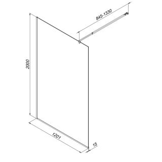 Душевая перегородка AM.PM Func W84WI-120-F1-BTE 120 см