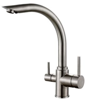 Смеситель для кухни Haiba HB70304 с подключением фильтра питьевой воды сталь